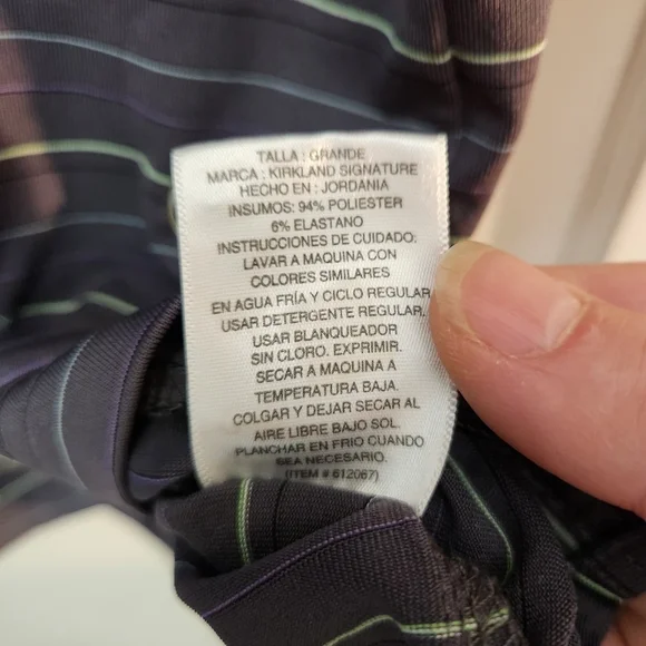 Kirkland Signature Men's Polo Shirt in Dark Gray with Light Stripes - Picture 4 of 4